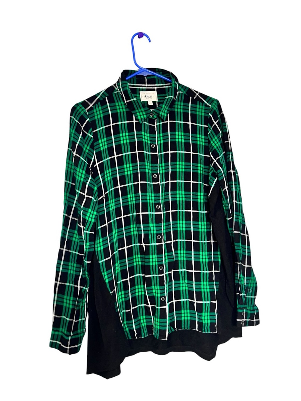 Green & Black Plaid Button-Up Shirt sz L